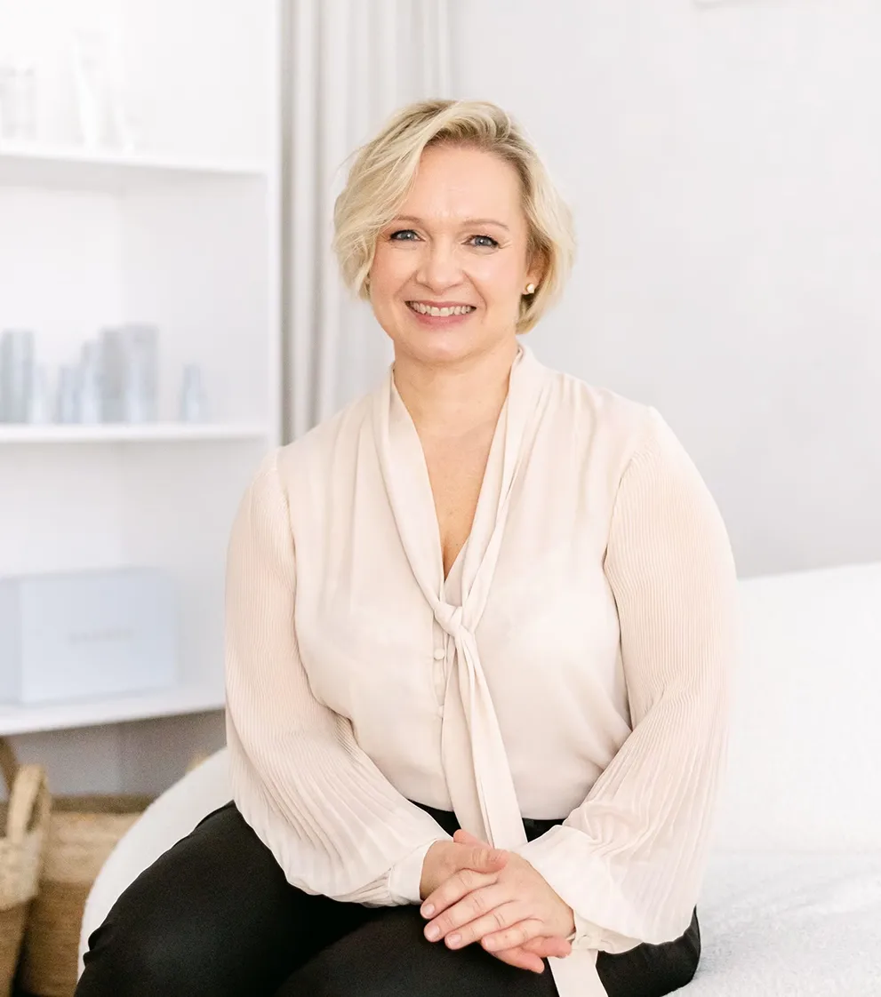 Beata Durtan, facialist and skin optimisation expert, in her London skin studio